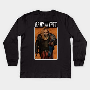 Vintage Wwe Bray Wyatt Kids Long Sleeve T-Shirt